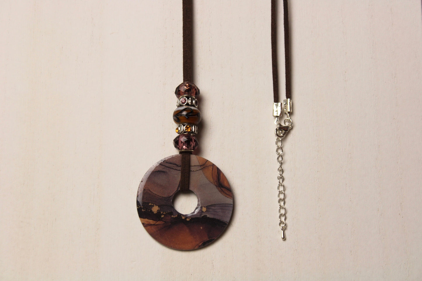 Brown & Silver Beaded Necklace