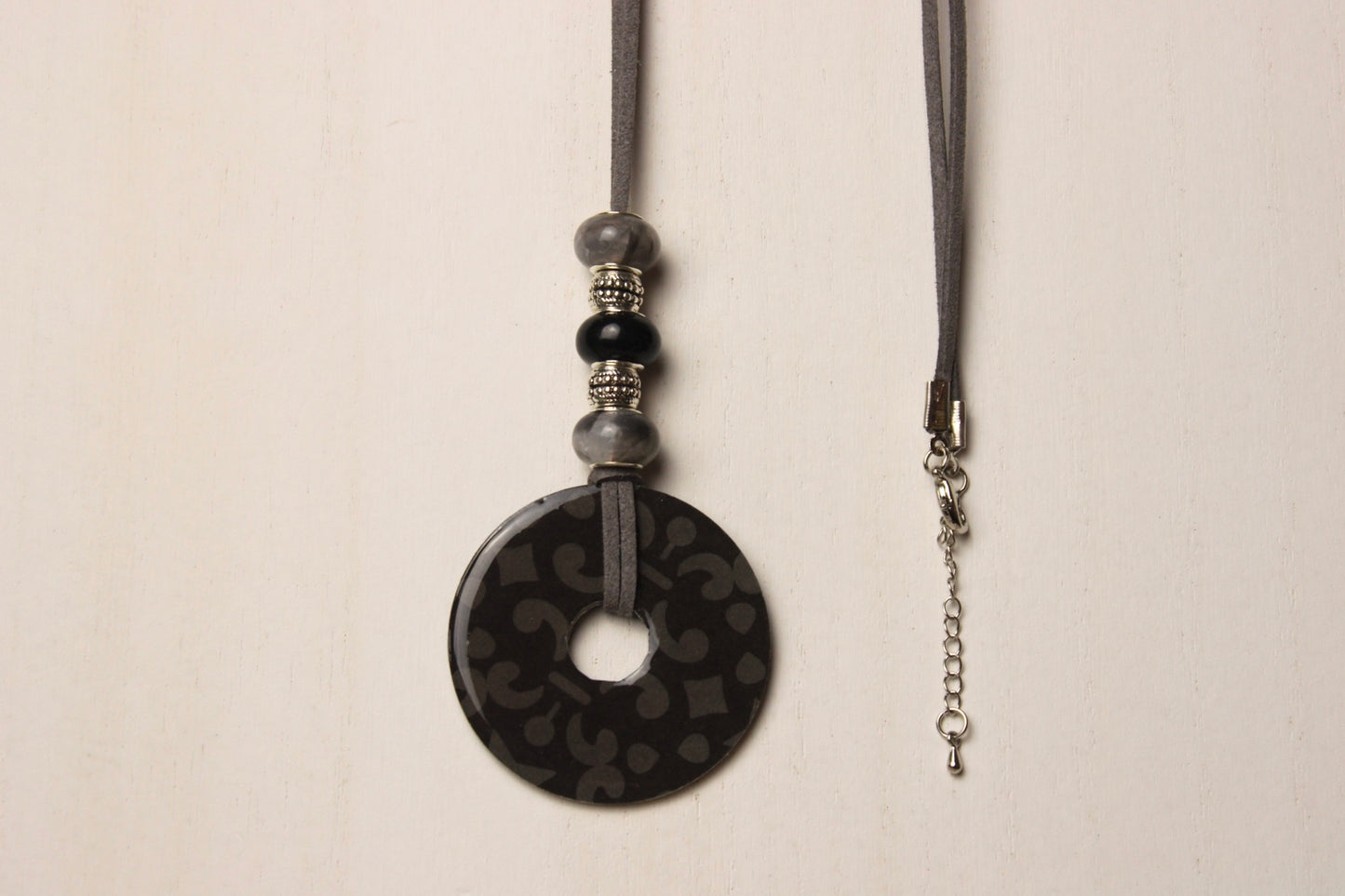 Black, Gray & Silver Beaded Necklace