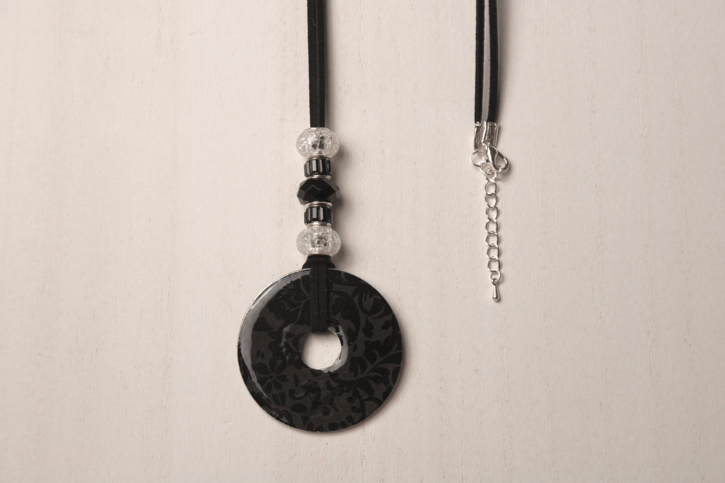 Black, Gray & Silver Beaded Necklace