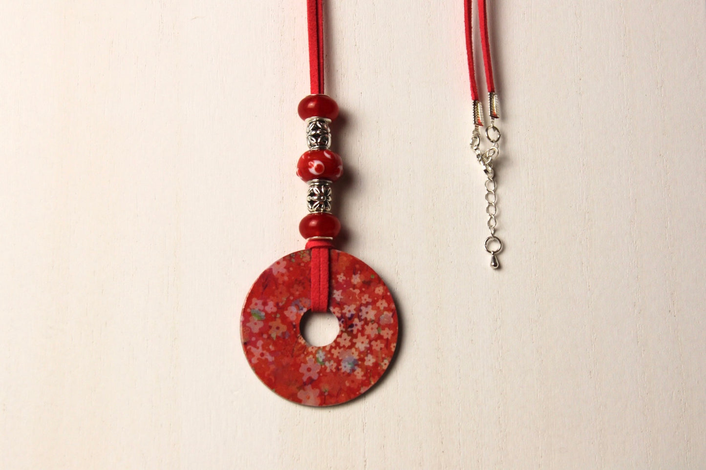 Red & Silver Beaded Necklace