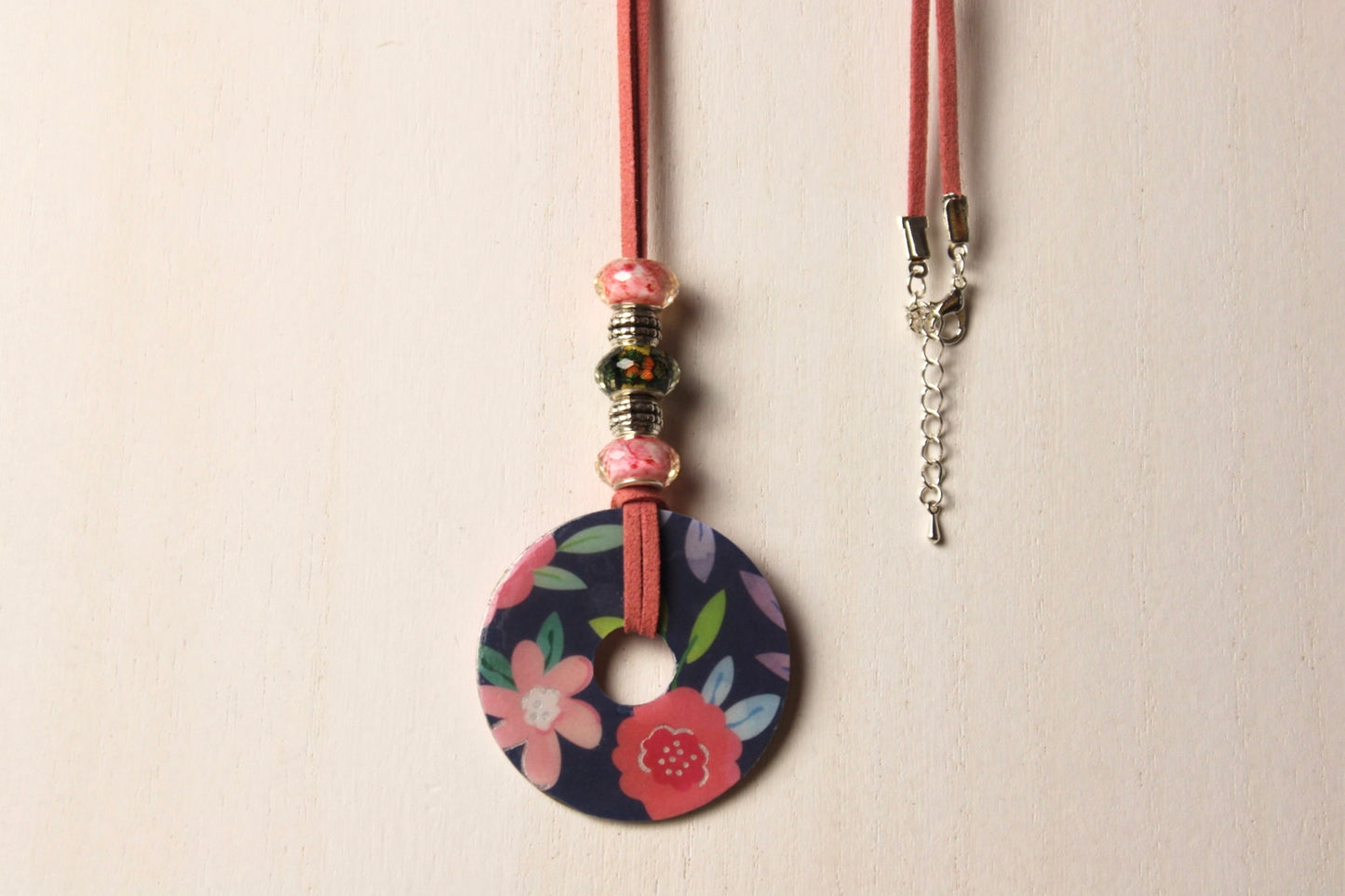Coral & Blue Beaded Necklace
