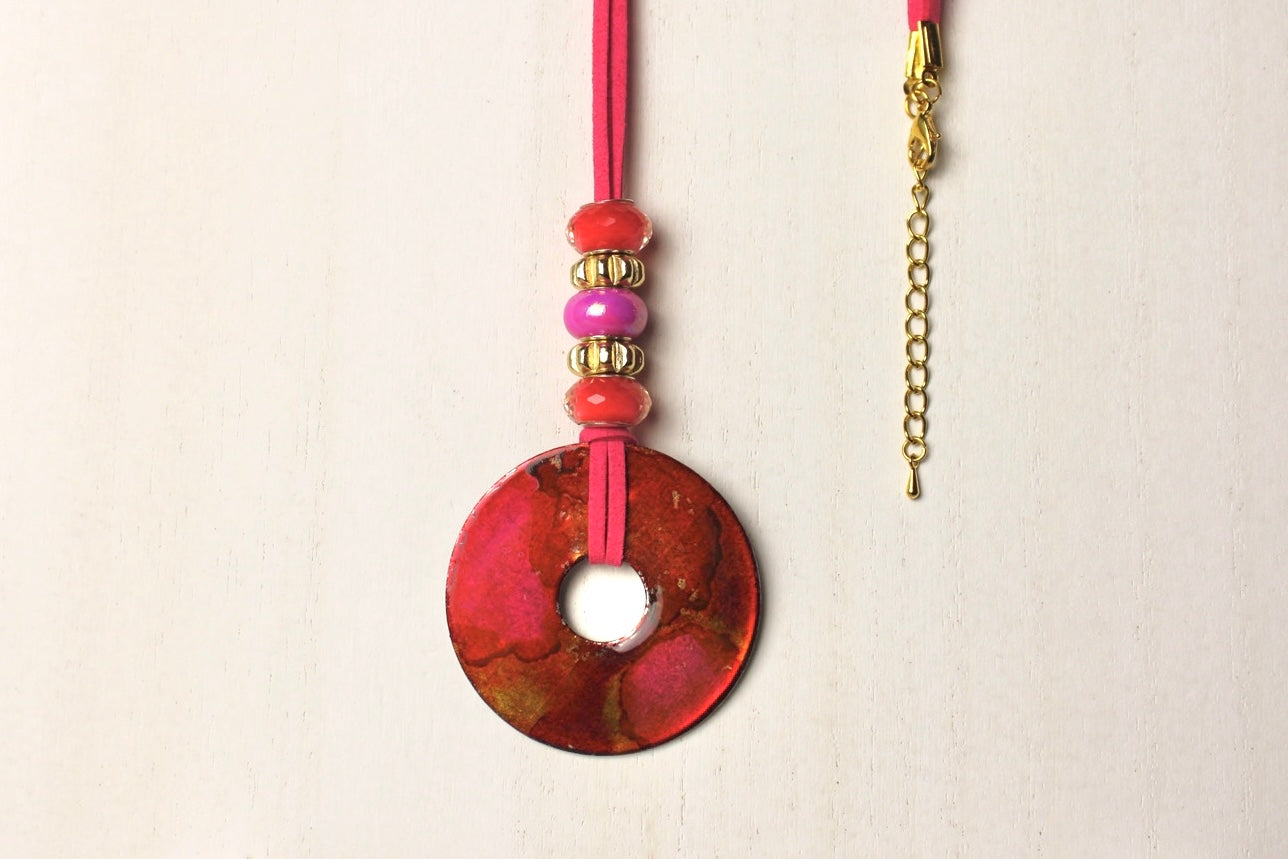 Coral, Pink & Orange Beaded Necklace