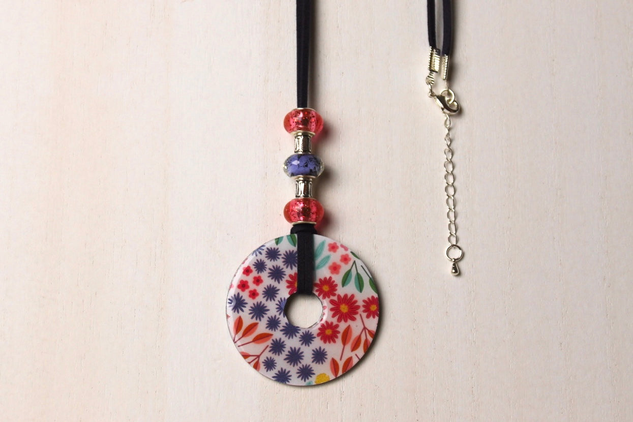Coral & Blue Beaded Necklace