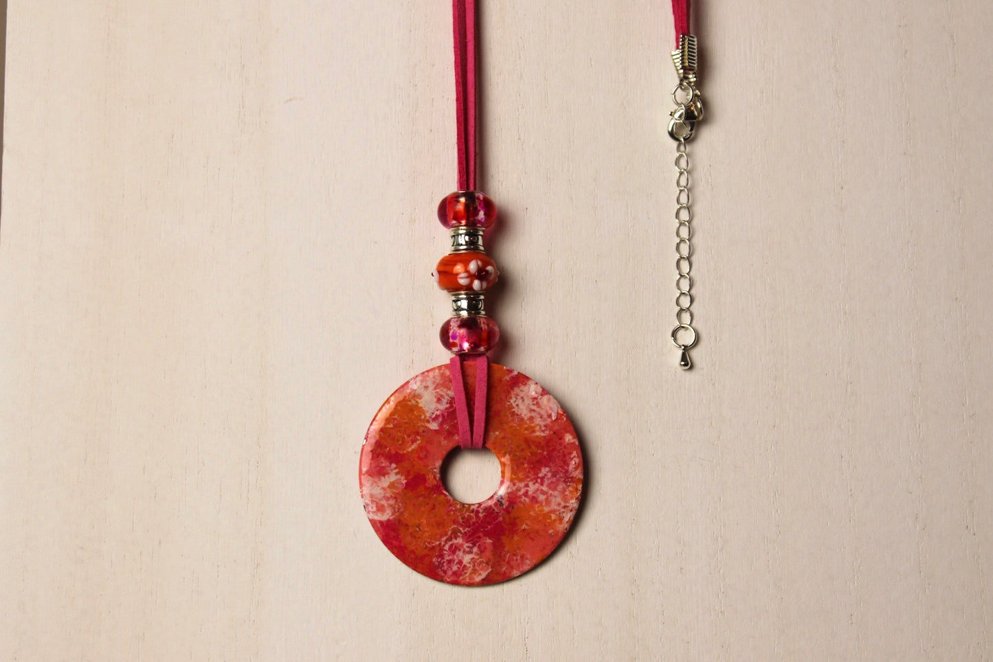 Pink & Orange Beaded Necklace