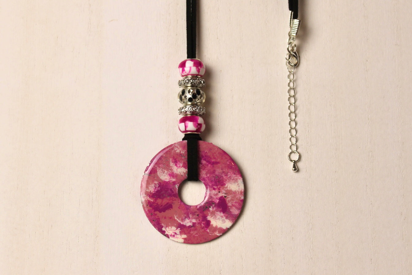 Pink & Black Beaded Necklace