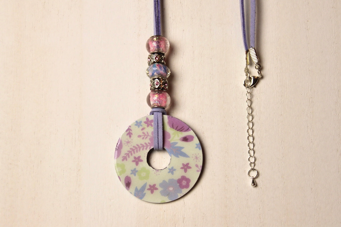 Lavender, Pink & Blue Beaded Necklace