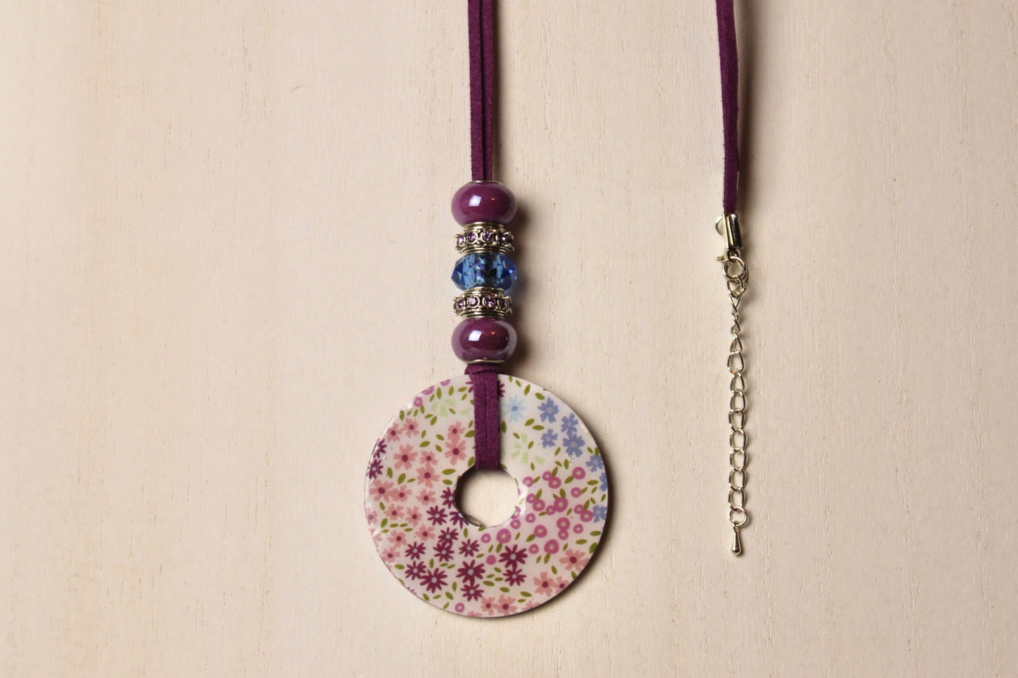 Purple, Pink & Blue Beaded Necklace