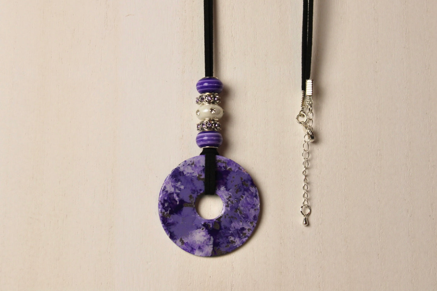 Purple & White Beaded Necklace