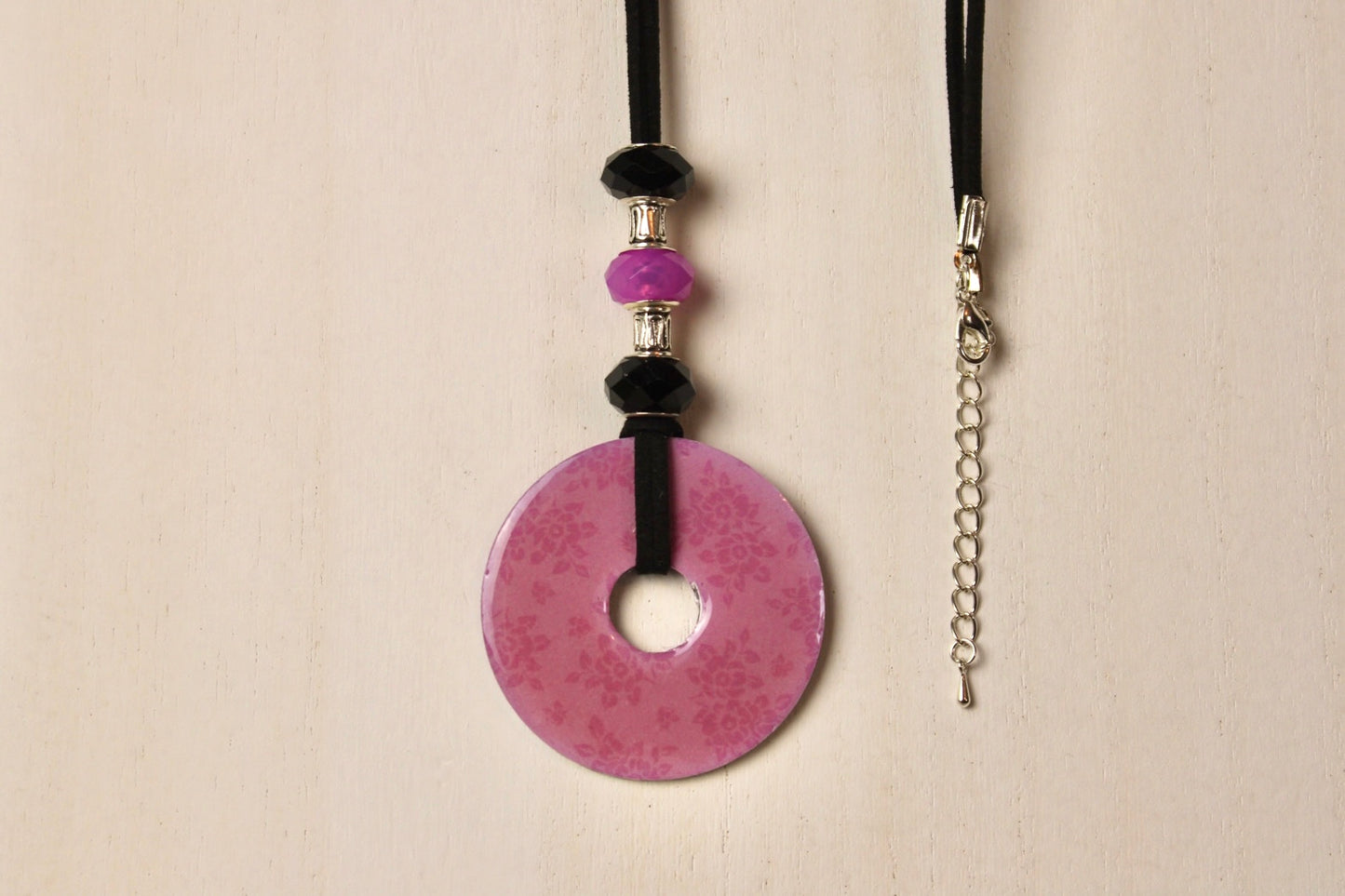 Lavender & Black Beaded Necklace