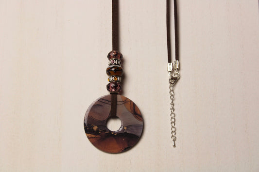 Brown & Silver Beaded Necklace