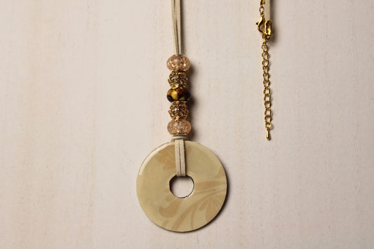 Beige & Gold Beaded Necklace