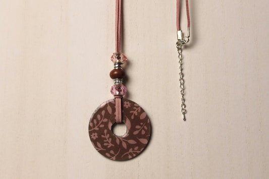 Brown & Mauve Beaded Necklace
