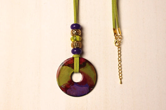 Green & Purple Beaded Necklace