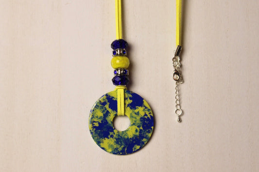 Blue & Yellow Beaded Necklace