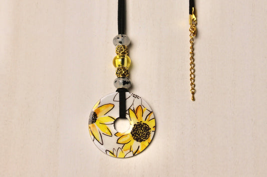 Yellow & Black Beaded Necklace