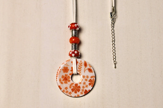 Orange & White Beaded Necklace