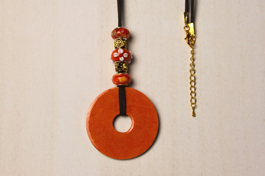 Orange & Brown Beaded Necklace